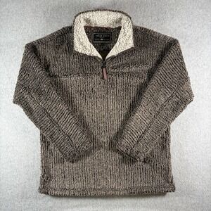 True Grit Pullover Mens Large Taupe 1/4 Zip Soft Cozy Fleece Sherpa Sweater